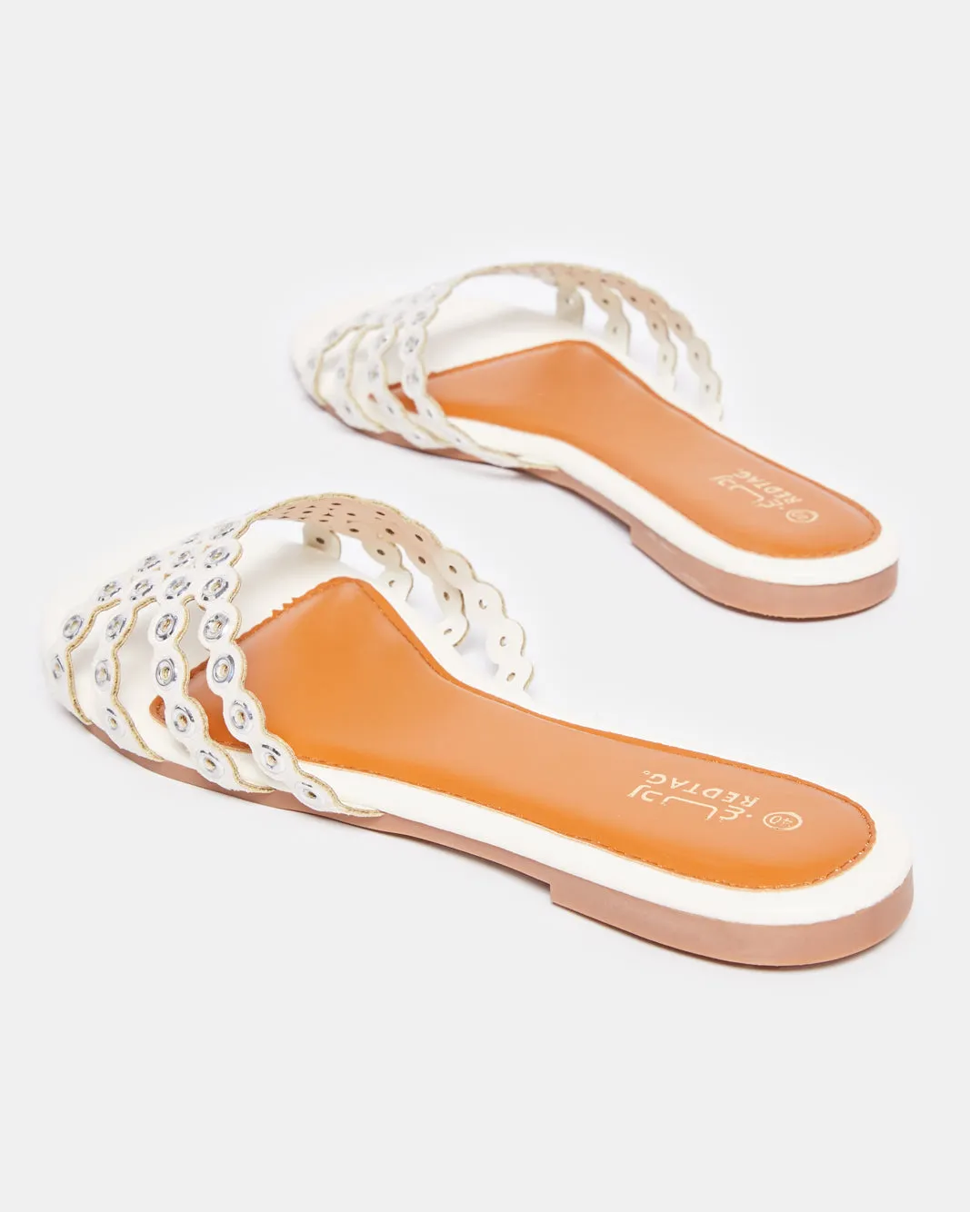 Women White Strappy Mule