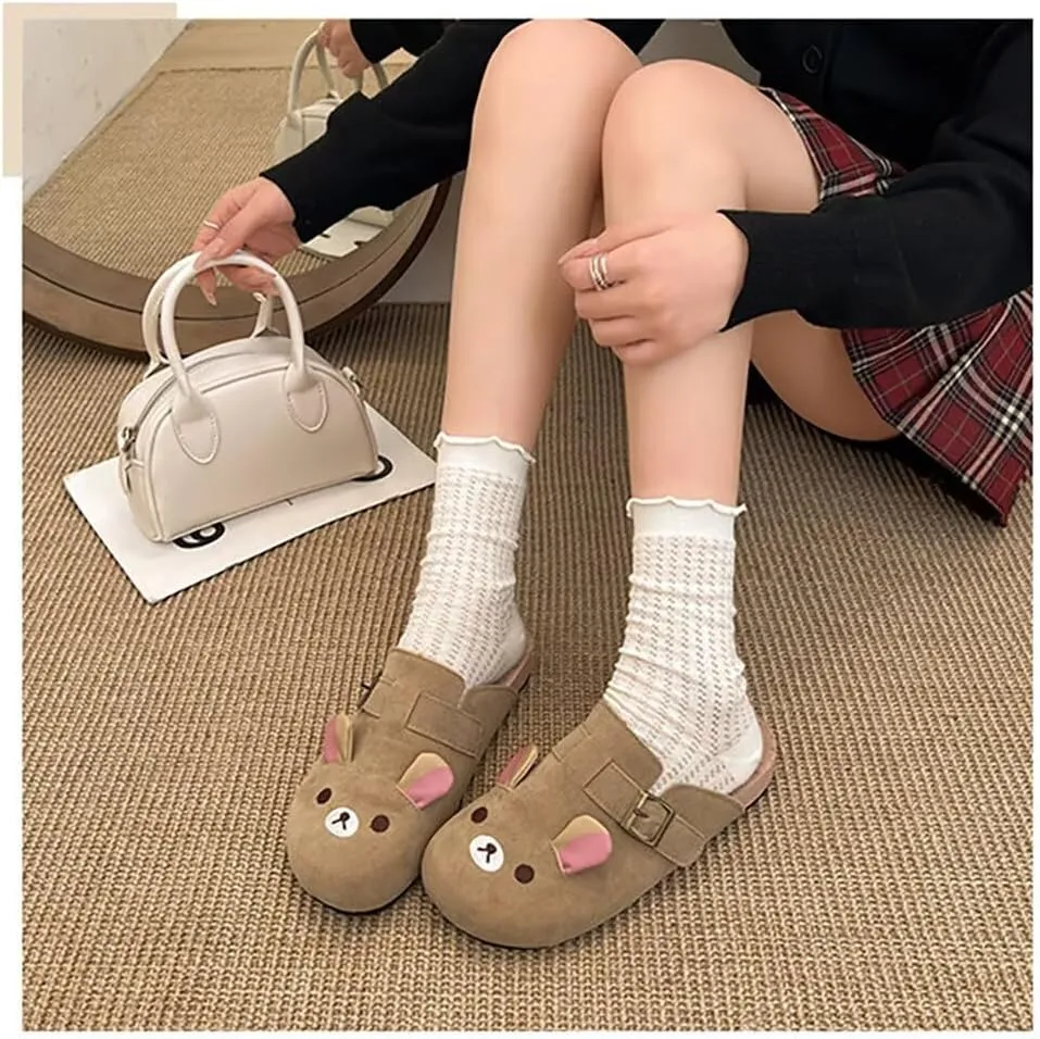 Women's Genuine Suede & Leather Mule Slippers Slip On Buckle Clogs with Soft Natural Rubber Cork Footbed Comfort Arch Support Potato Shoes for Women