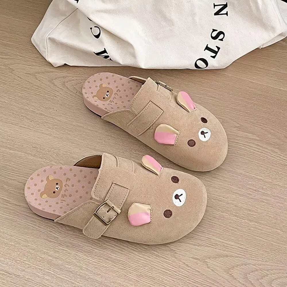 Women's Genuine Suede & Leather Mule Slippers Slip On Buckle Clogs with Soft Natural Rubber Cork Footbed Comfort Arch Support Potato Shoes for Women