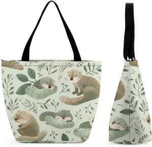 Women's Handbags Otters Pattern Cute Shopping Bag Leather Tote Bag Satchel Bags