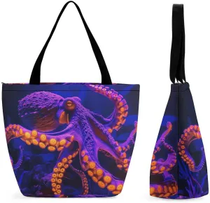 Women's Handbags Purple Octopus Shopping Bag Leather Tote Bag Satchel Bags
