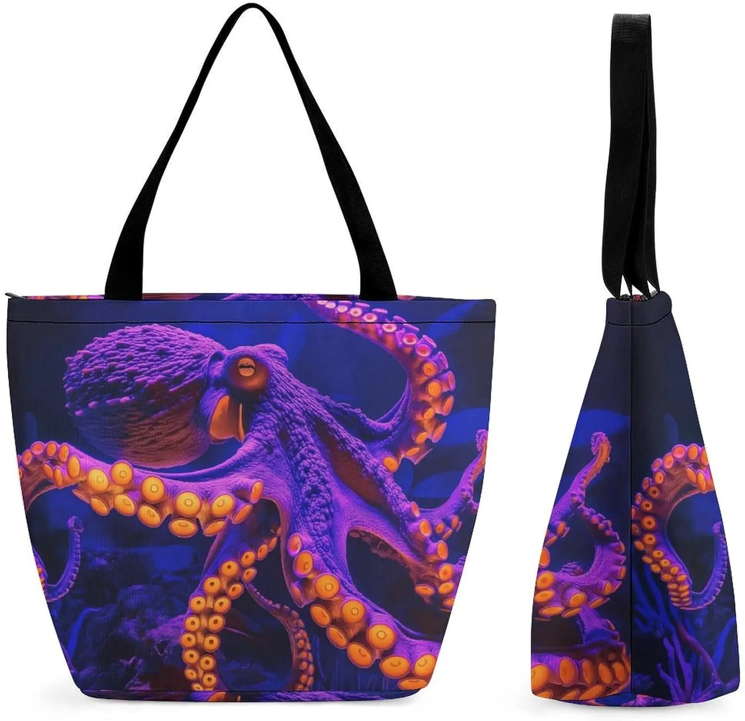 Women's Handbags Purple Octopus Shopping Bag Leather Tote Bag Satchel Bags