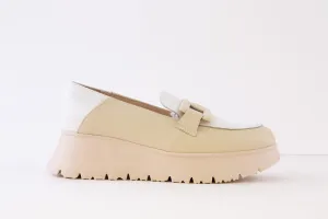 WONDERS - C-7301 LOW WEDGE SLIP-ON LOAFER - BEIGE