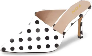 YDN Women Retro Pointy Toe Half D'Orsay Spike Heel Mules Cutout Outside Slip On Slide Sandal Slippers