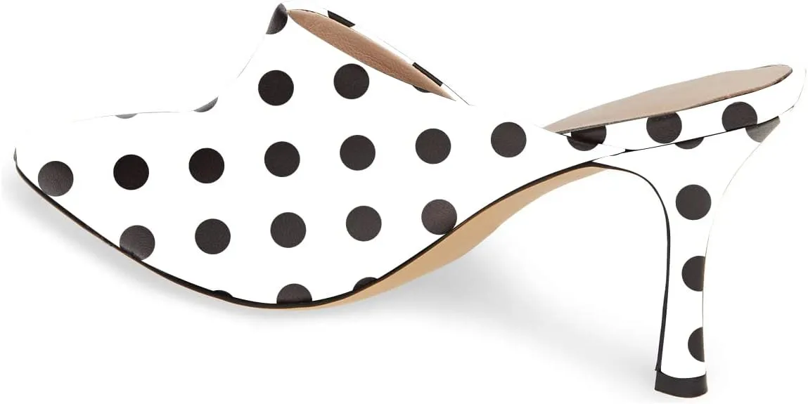 YDN Women Retro Pointy Toe Half D'Orsay Spike Heel Mules Cutout Outside Slip On Slide Sandal Slippers