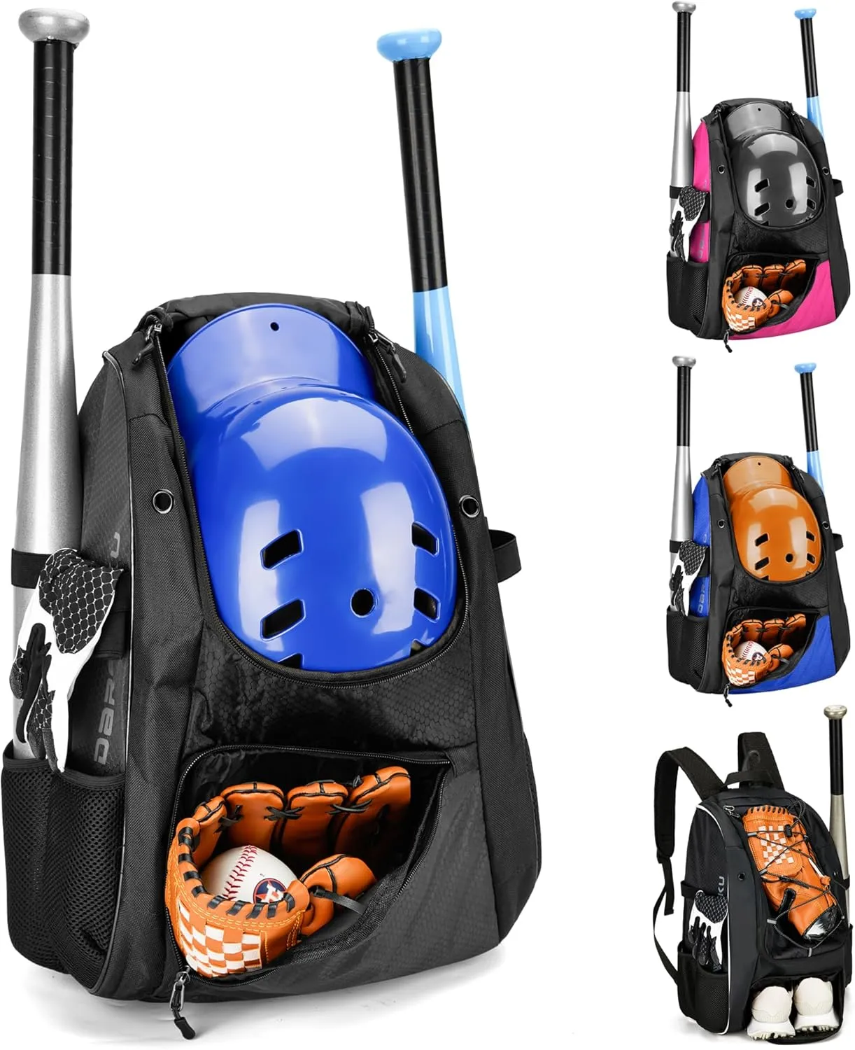 Youth Baseball Backpack, Softball Bag for Boys & Girls, Breathable T-Ball & Baseball Equipment & Gear