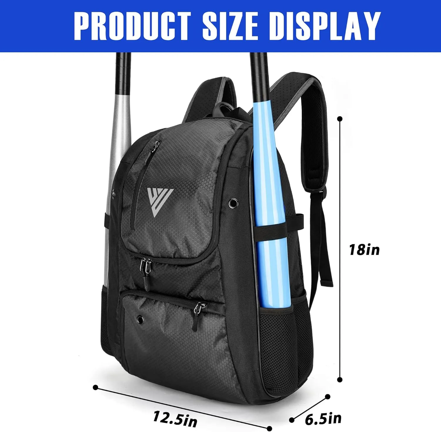 Youth Baseball Backpack, Softball Bag for Boys & Girls, Breathable T-Ball & Baseball Equipment & Gear