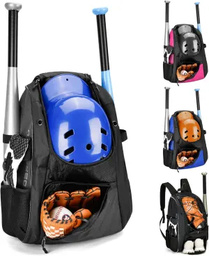 Youth Baseball Backpack, Softball Bag for Boys & Girls, Breathable T-Ball & Baseball Equipment & Gear